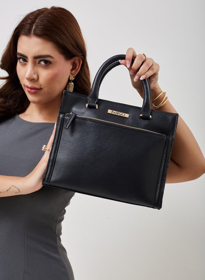 Fargo Nova Handbag for Women | Premium Vegan Leather with Smooth Zip, Luxury Look | Stylish Office, College & Casual Bag | Made in India (Black) - Image 2